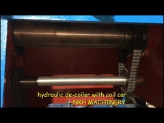 Hydraulic decoiler with coil car with snubber arms